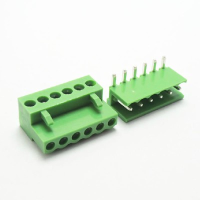 10 sets ht3.96 6pin Right angle Terminal plug type 300V 10A 3.96mm pitch connector screw terminal block connector floatless