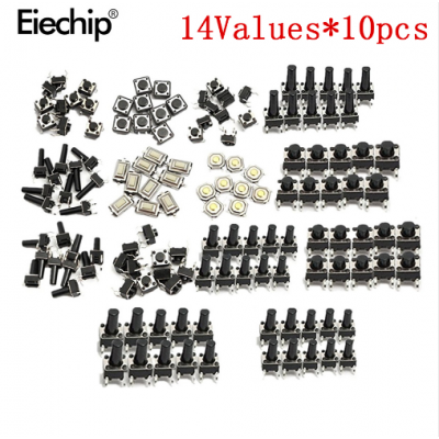 140pcs/lot 14types Momentary Tact Tactile Push Button Switch SMD Assortment Kit Set Life 100000 times Promotion Price